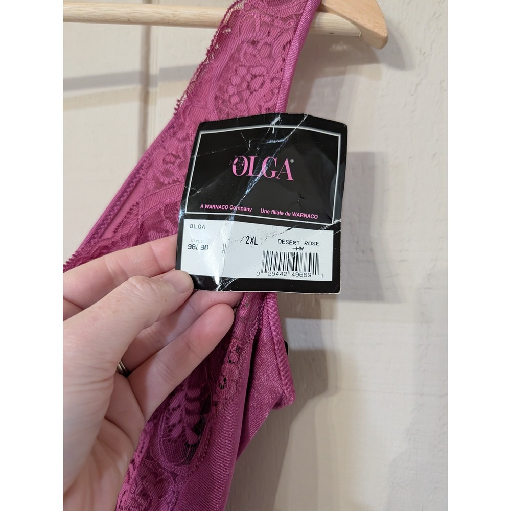 Vintage Olga Bodysilk Babydoll Lingerie Size 2X Rose Deadstock - Picture 13 of 16
